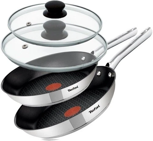 2 x TEFAL DUETTO+ PAN DIAMETER 24, 28 CM AND 2 x GLASS LIDS PAN SET