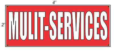 2x4 MULTI SERVICES Red with White Copy Banner Sign NEW 