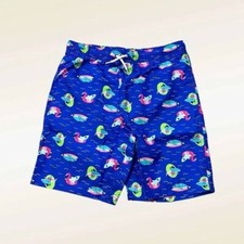 Lands' End Boys Swim Trunks Electric Blue Funny Sharks XL NEW