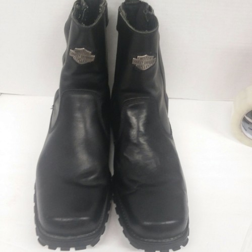 Landon Black Leather Motorcycle Boots 