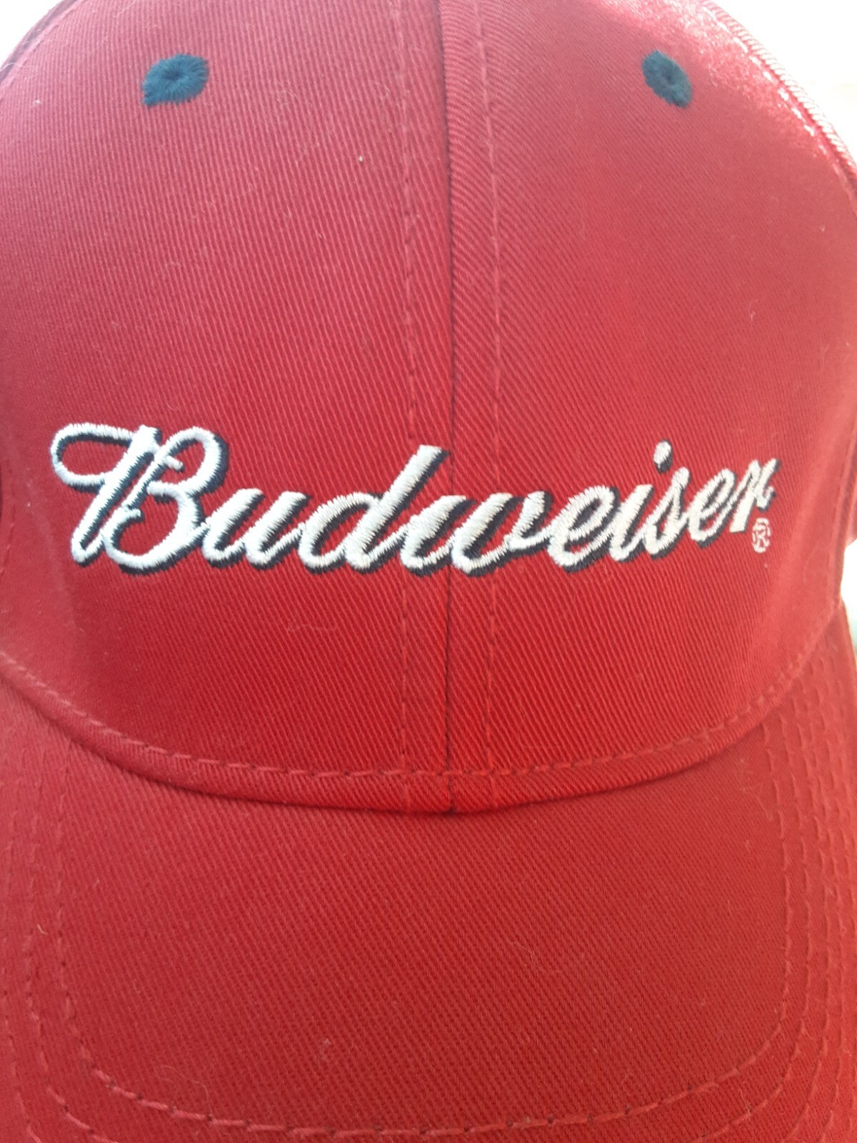 Budweiser Embroidered White Red Baseball Hat Cap K-Products Head wear Adjustable