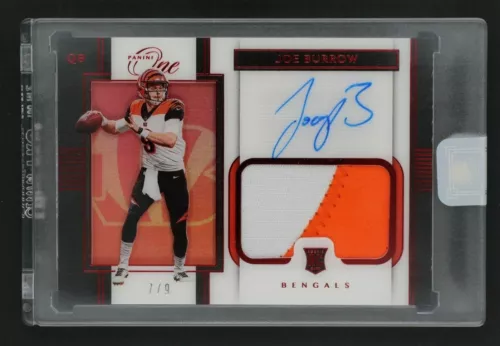 2020 PANINI ONE JOE BURROW ROOKIE AUTO PREMIUM PATCH RED RPA #7/9 BENGALS