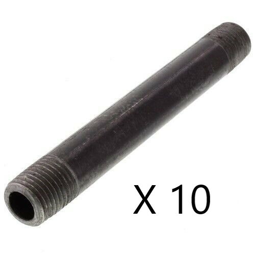 LOT OF (10) 1"X 6" Nipple BLACK MALLEABLE IRON PIPE FITTINGS THREADED PLUMBING