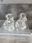 Federal Glass Dog Paperweight Clear Puppy  Figurine Vintage Glassware Set Of 2