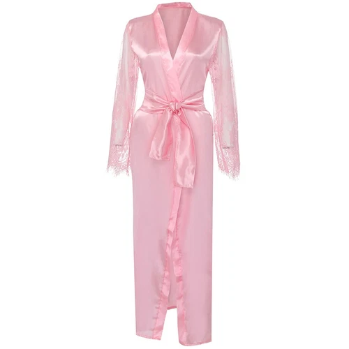 Damen Satin Lang Nachthemd Seide Spitze Dessous Nachthemd Nachtwäsche Sexy Morgenmantel - Bild 13 von 30