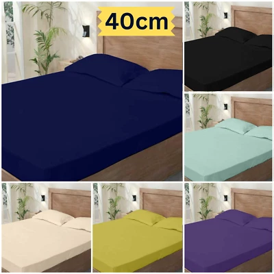 40cm 100% Egyptian Cotton 400tc Extra Deep Fitted Sheet Bed Sheets Double King