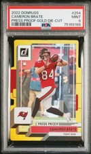 2022 Panini Donruss Press Proof Gold Die-Cut #254 Cameron Brate /25 PSA 9 Mint