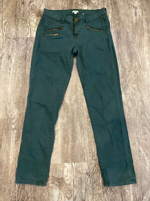 J Crew Womens Jeans Stretch Size 26 (30x27) Zipper Pockets Green 8-57
