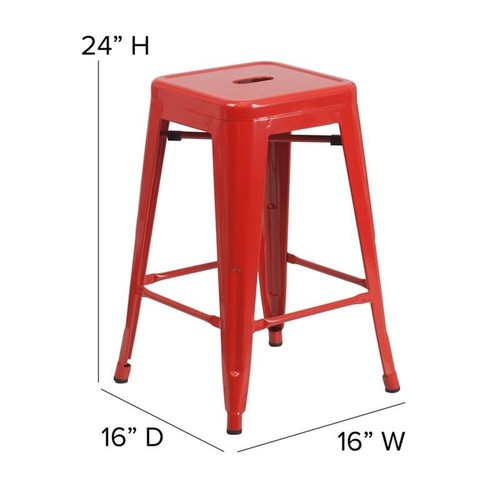 Flash Furniture 24" Metal Backless Counter Stool in Red - Picture 6 of 9