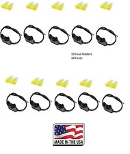 10 PC 14 GAUGE ATC FUSE HOLDER IN-LINE WITH 10 PC 20 AMP FUSE Made in USA