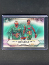 2021 Topps WWE The Street Profits Retain Tag Team Championship Aqua 232/299 #93