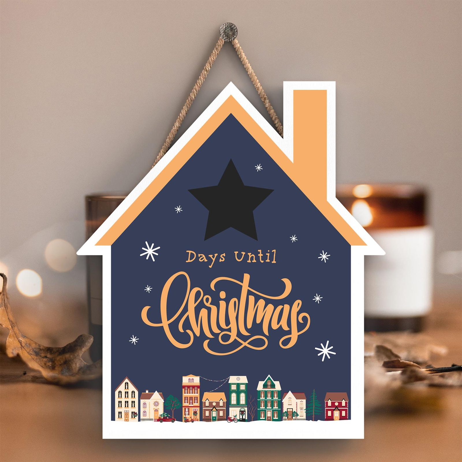 Chalkboard Days Until Christmas Blue Santa Festive House Plaque Christmas