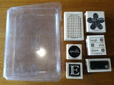 Stampin up-wood mounted stamps - Be Happy - Gently Used - 2006