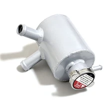 Universal Aluminum Coolant Expansion Header Water Reservoir Tank W/Cap Silver