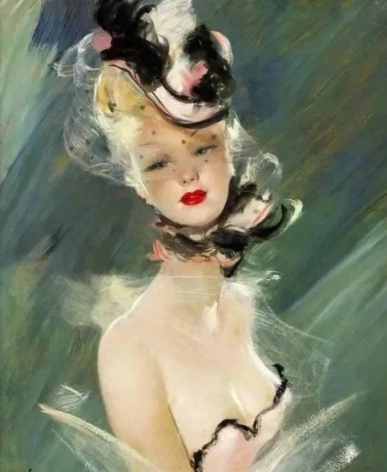 Антикварная картина маслом ручной работы старый мастер искусства женщин девочка на холсте 24 «x 30» - Изображение 2 из 2