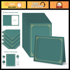 Green Certificate Holders 8.5x11 - 50 Pack Award Folders with Gold Foil Border f