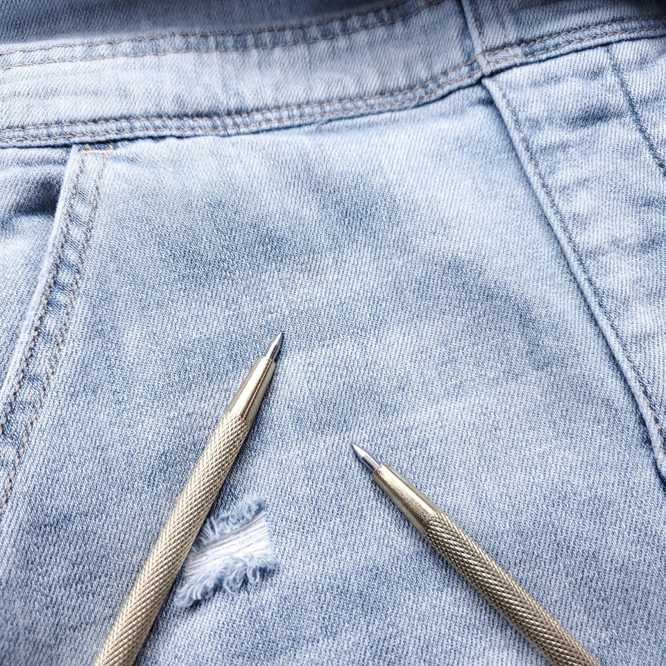 Pantalones de mujer American Eagle Tomgirl S azul claro desgastado Cottagecore Foto 3 de 4