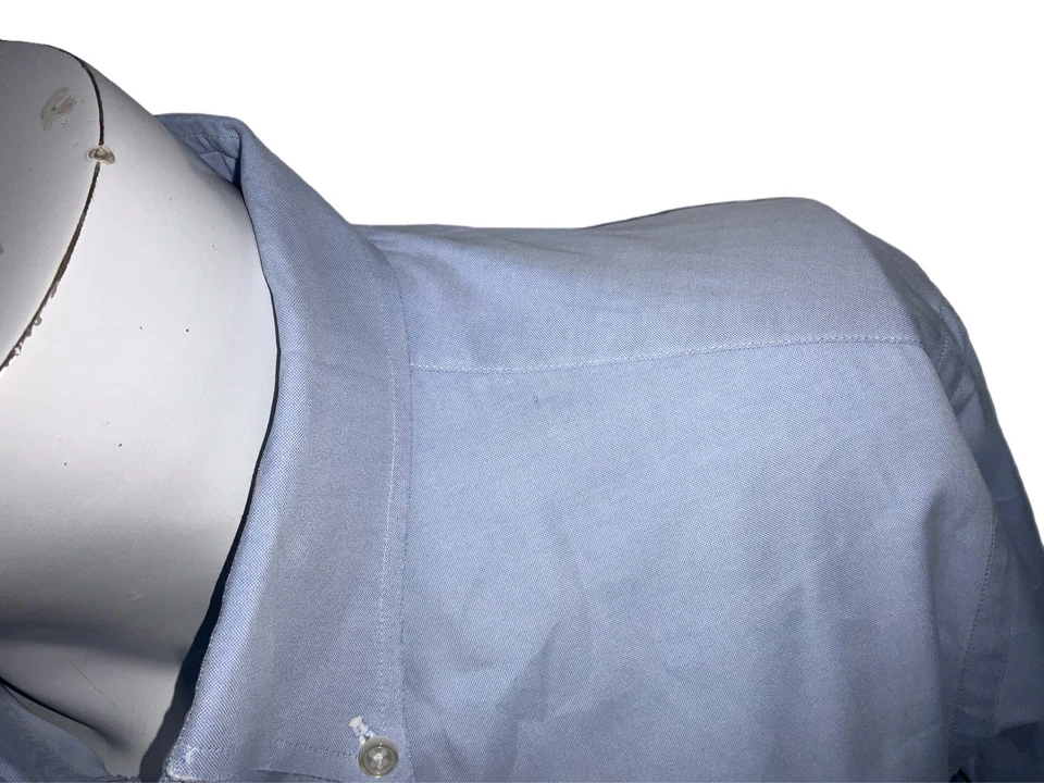 Savile Row Bespoke Dress Shirt Men’s 16.5 33 Blue Cotton Made In USA YGI W5-3 - Image 4 of 4