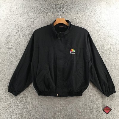 Antigua Golf Colony Windbreaker Jacket Mens L Black Long Sleeve Mock Neck NEW
