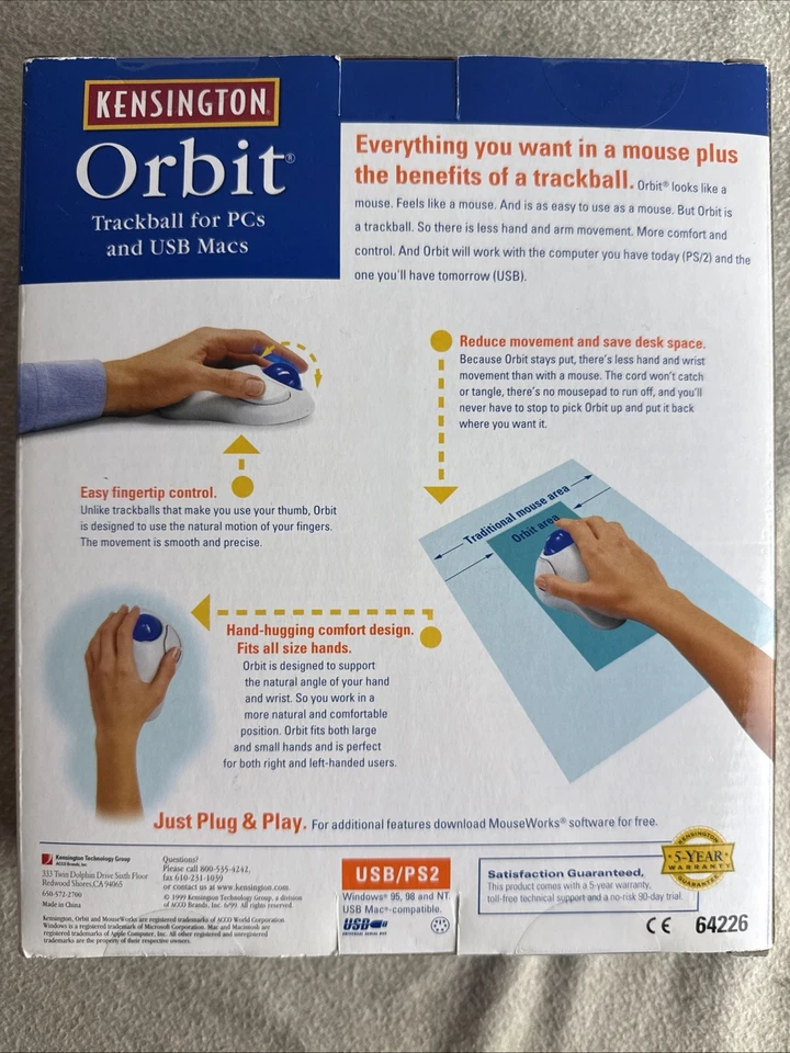Kensington Orbit Trackball 64226 Mouse for PC & USB Macs - Image 2 of 4