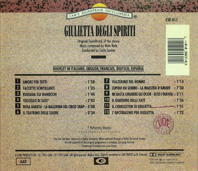 NINO ROTA / FELLINI | GIULETTA DEGLI SPIRITI - JULIA & DIE GEISTER | CD CAM OST - Bild 2 von 2