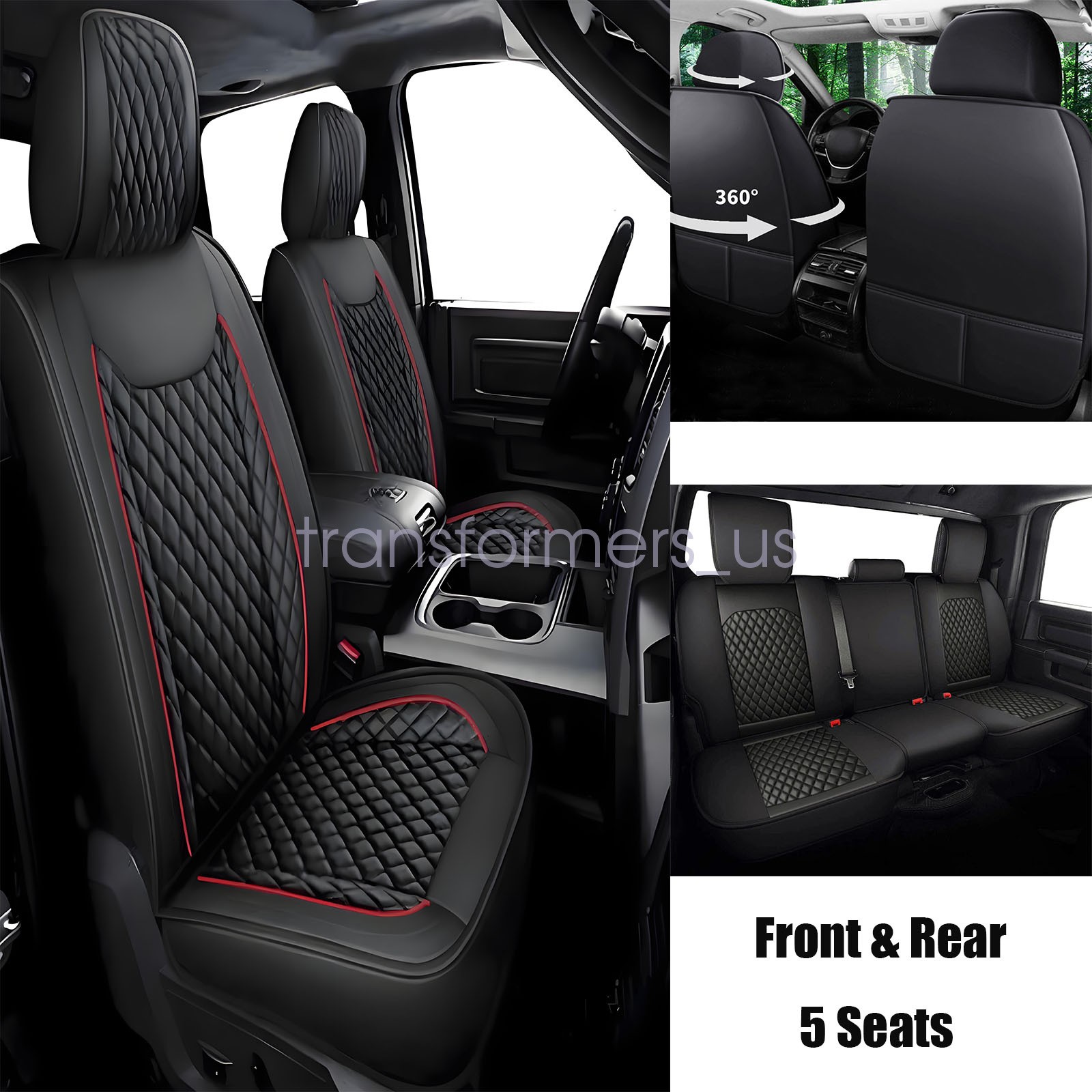 Car Seat Cover 5-Seats Front+Rear Cushion Mat Fits Acura TLX RDX MDX ILX TSX Blk