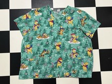 Disney Winnie the Pooh Christmas Scrub Top Womens 2XL Holiday Print