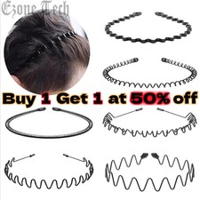 6Pcs Metal Hair Headband Wave Style Hoop Band Comb Sports Hairband for Men Women