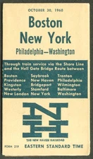 New Haven RR Boston-NY-Phila-Wash DC TT 10/30 1960