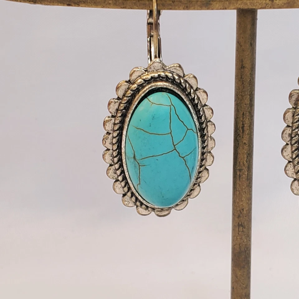 Hermosos pendientes colgantes turquesa para mujer Foto 4 de 4