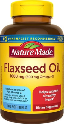 Nature Made Flaxseed Oil 1000 mg, Fish Free Omega 3 Supplement, Dietary for 100