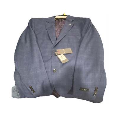 Ted Baker Blue Plaid Worsted Wool Tuxedo Blazer 42R TB32017J