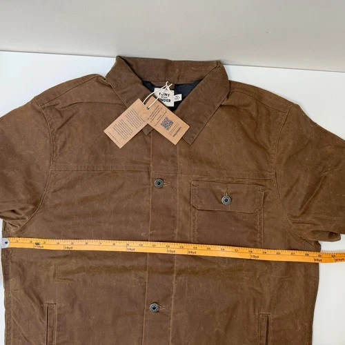Flint and Tinder Waxed Trucker Jacket Mens XL Brown Flannel Lined Made USA image 5