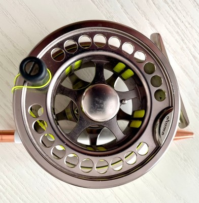 Okuma Fliegenrolle, Helios 5/6 , Alu gefräst , Farbe Silver, sehr gute Bremse