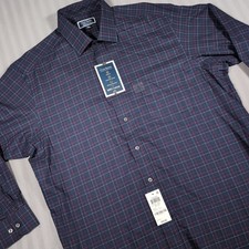 Club Room Mens Regular Fit Performance Plaid Dress Shirt Multicolor 17 32/33