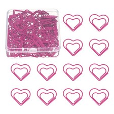 100pcs Red Pink Plastic Metal Heart Clip