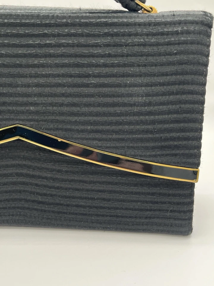 Bolso de Noche Vintage "Corona" Lewis Terciopelo Asa Superior Años 50 con Acentos Dorados Foto 4 de 4