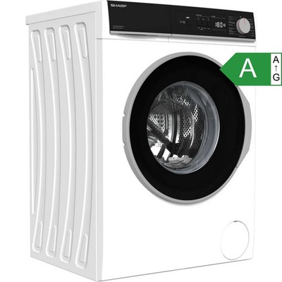 Sharp Waschmaschine 8kg Frontlader Schwarz-Weiß 1400U/min Inverter A