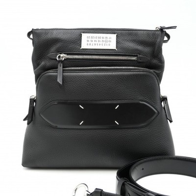 Maison Margiela 5AC Schultertasche Schwarz Leder Silberfarben 2Wege