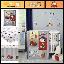3-Piece Snoopy Sports Bedding Set - Blue, Kids' Bedroom Decor, Comforter  Sheet