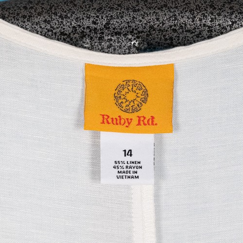 Ruby Rd Linen Blend Jacket Beaded w/ Rhinestones Colorful Coastal Beach Size 14 - Picture 5 of 5