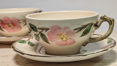 3 Vintage MCM Franciscan Pink Flower Vine Desert Rose Tea Cup