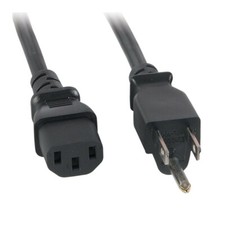 AC Power Cord - NEMA 5-15P to IEC-60320-C13 18 AWG 3C 10A SVT 120V Black -12 ft