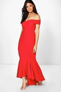 red fishtail maxi dress