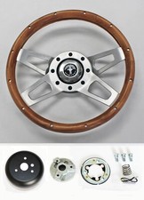 1965-1969 Mustang 13 12 4 Spoke Wood Grip Steering Wheel With Mustang Horn Cap 1965-1969 Mustang 13 12 4 Spoke Wood Grip Steering Wheel With Mustang Horn Cap
