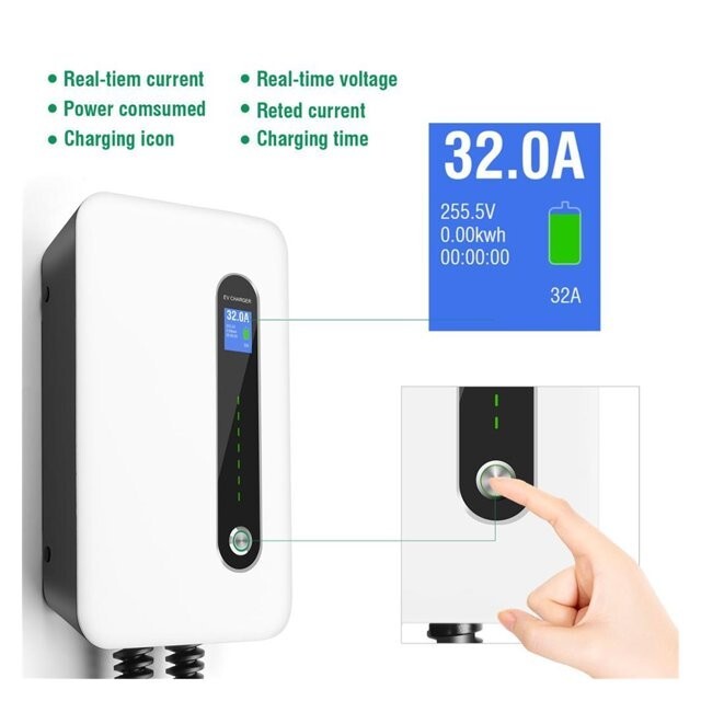 New Wallbox Level 2 Ev Charging Station Kit Quick Charge 3.0 Type 1 Cables J1772