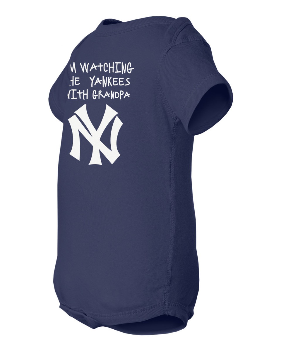 Watching the Yankees With Grandpa Baby Short Sleeve Bodysuit