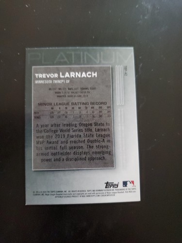 2020 Bowman Platinum Trevor Larnach RC Prospect Minnesota Twins #TOP-42 - Picture 2 of 2