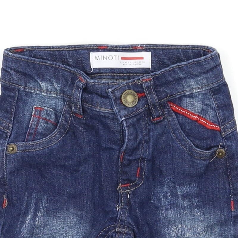 Minoti Boys Blue 100percent Cotton Cargo Jeans Size 6-9 Months image 5