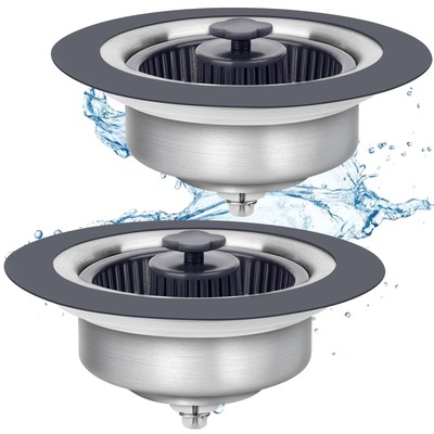 Upgraded 3 in 1 Kitchen Sink Drain Strainer Stopper Stainless Steel Pop Up Ki...